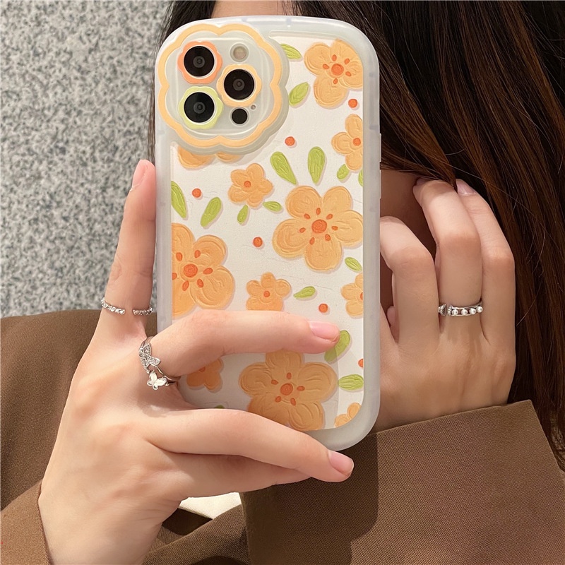 Ốp Điện Thoại Tranh Sơn Dầu Hình Hoa Vàng Cho Iphone 13 12 Pro 7 8 Plus 11 12 13 Pro MAX XR X XS MAX
