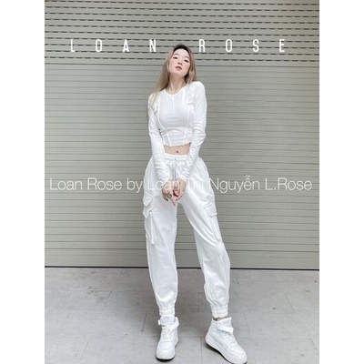 Áo Thun viền gân dáng croptop dài tay