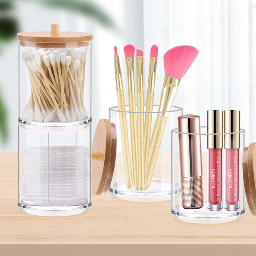 Hộp Đựng Tăm Bông / Bông Tẩy Trang Chất Liệu Nhựa Acrylic Màu Trong Suốt Thích Hợp Cho Nhà Tắm