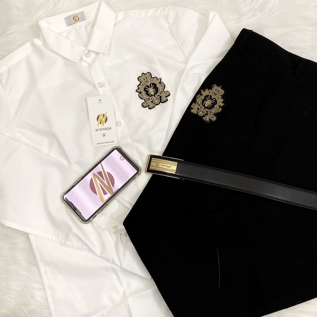 [ Sơ mi Hoạ Tiết Rẻ Nhất ] Sơ Mi Nam Phối Họa Tiết Thêu Nhện Vàng cao cấp Vải Lụa Chống Nhăn Không Xù | BigBuy360 - bigbuy360.vn