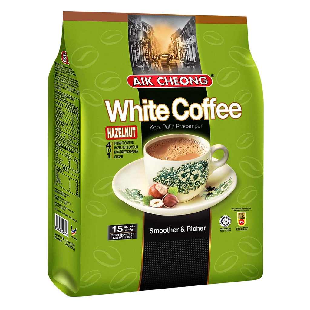 Cà Phê Trắng Hạt Phỉ 4 Trong 1 Aik Cheong Malaysia - White Coffee Hazelnut