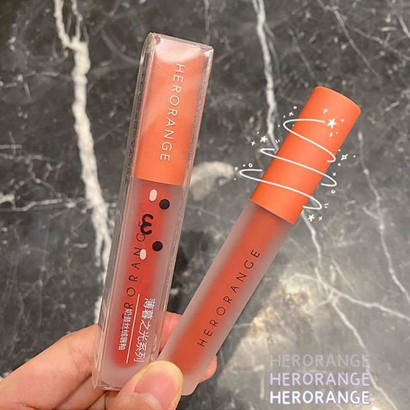 Son nội địa trung Herorange Lip Glaze chất kem lì siêu xinh mềm và mịn môi HOSM1 | Thế Giới Skin Care
