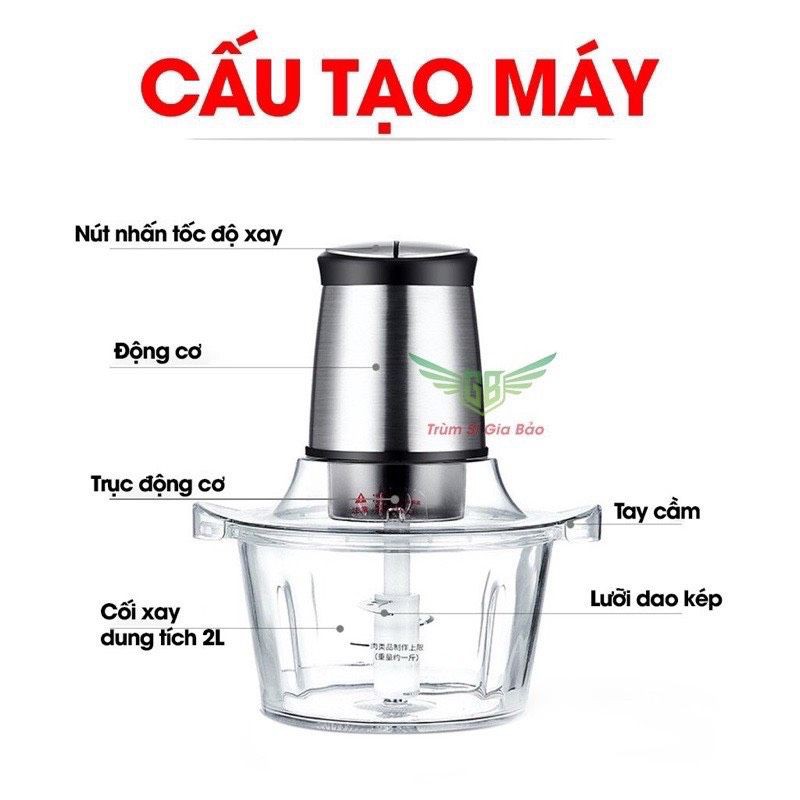 Máy Xay Thịt - Máy Xay Đa Năng Cầm Tay Cối Inox 4 Lưỡi/Công Suất 250W