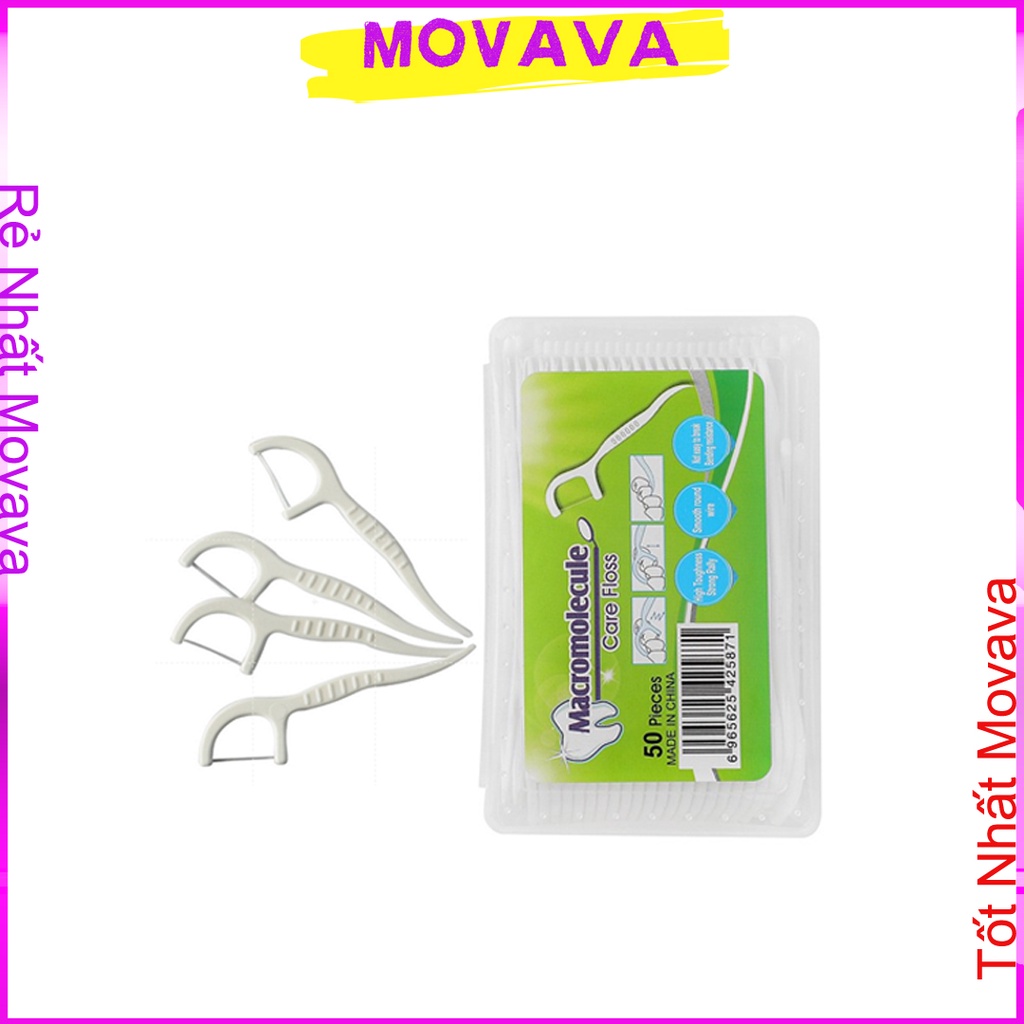 Chỉ nha khoa bảo vệ răng miệng chống sâu răng  hộp đựng 50 chiếc sạch sẽ  chống kẽ răng thưa shop Movava CNKH