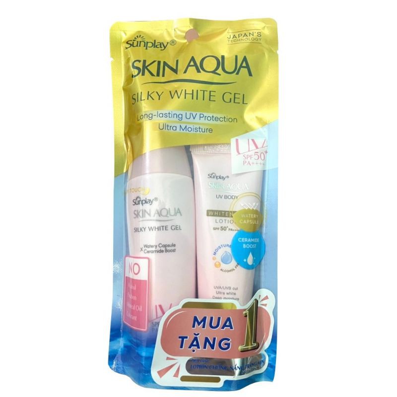 Gel Chống Nắng Dưỡng Da Trắng Mịn Sunplay Skin Aqua Silky White SPF50++ 30g - Tặng Lotion Chống Nắng