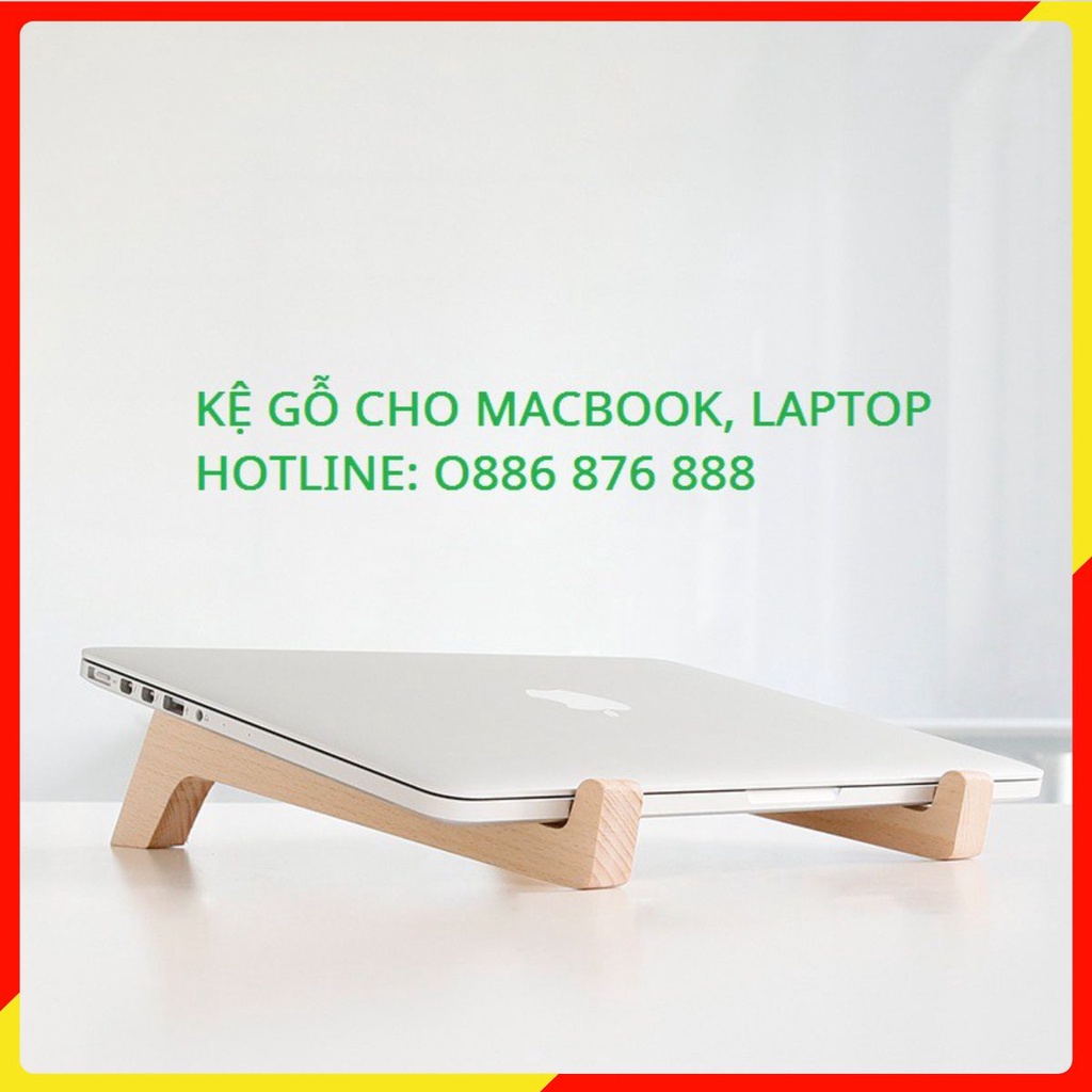 Giá đỡ laptop bằng gỗ thông kê tản nhiệt cho máy tính, macbook gọn nhẹ, thiết kế chắc chắn