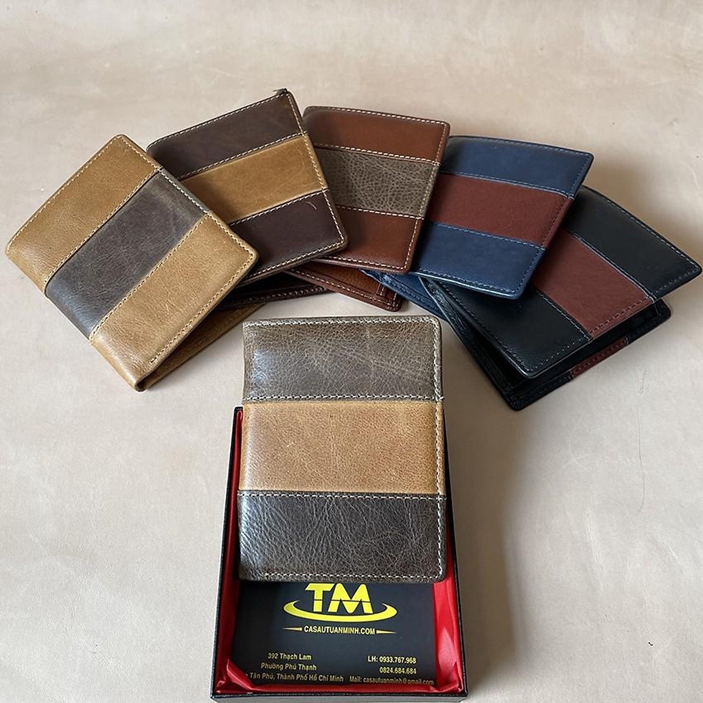 Ví nam cầm tay dạng đứng không logo thiết kế 3 sọc sang trọng độc lạ - VI0219