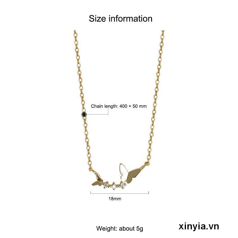 Vòng Cổ Mặt Bướm Đôi Kiểu Hình Học Sang Trọng Ngọt Ngào Đơn Giản Cho Nữ