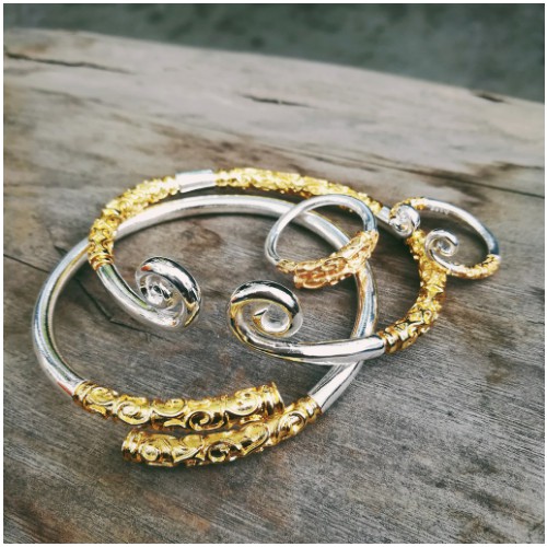 Vòng tay nam nữ kim cô -Như ý chất liệu titan xi bạc 925