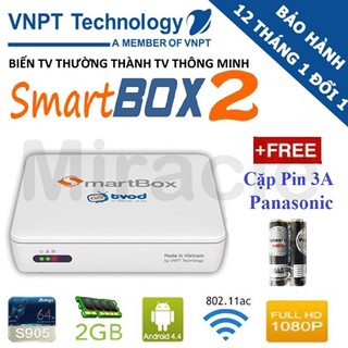 Hộp Android Tivi Box VNPT SMARTBOX 2 + Tặng Cặp PIN 3A cao cấp