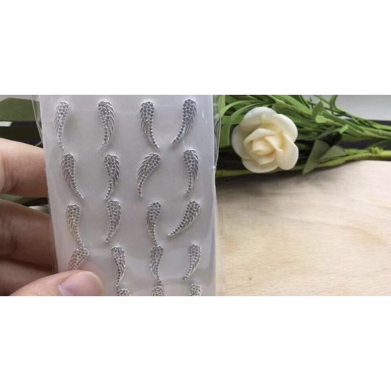 Khuyên tai nụ đá cánh thiên thần cách điệu siêu xinh bạc chuẩn NGỌC MẬU nhiều màu