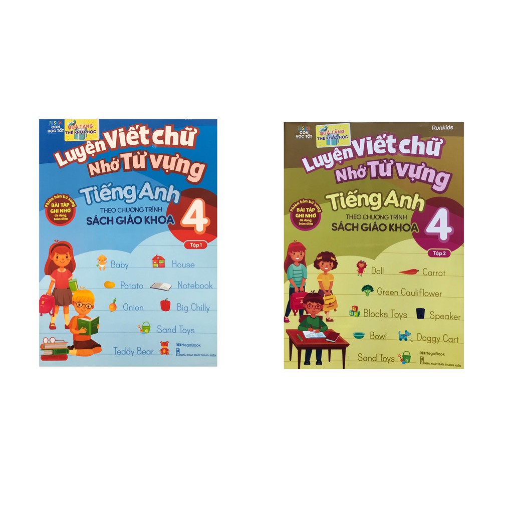 Sách - Luyện viết chữ nhớ từ vựng tiếng anh theo chương trình sách giáo khoa lớp 4 tập 1 + tập 2