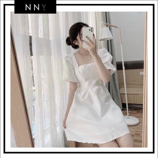 [NNY CLOTHING] Váy babydoll cổ vuông tay bồng ngắn SAMY DRESS - V006