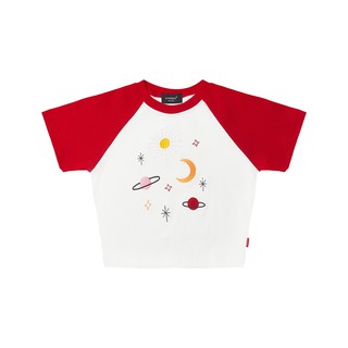 Usthebasic - Áo croptop Embroided Universe Raglan