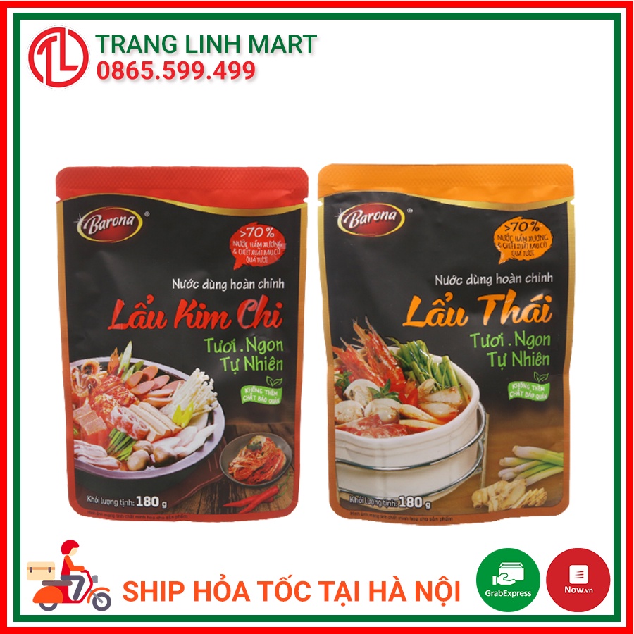 Nước dùng hoàn chỉnh lẩu Thái / lẩu kim chi Barona gói 180g