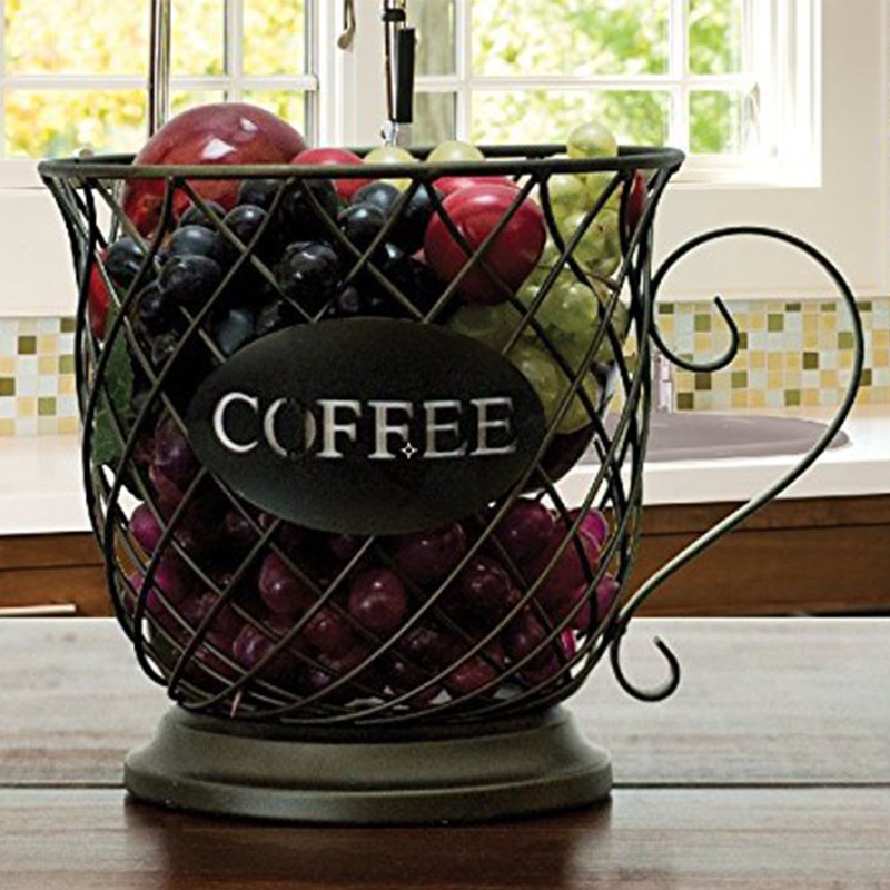 PCF* European Style Simple Fashion Coffee Pod Holder K-cup Organizer Fruit Storage Basket for Coffee Shop Bar Counter Cabinet