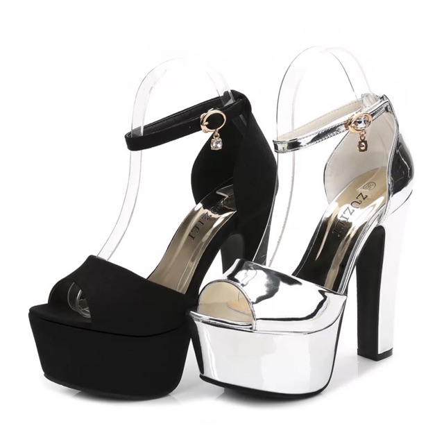 GIÀY CAO GÓT ĐẾ VUÔNG HỞ MŨI HAI MÀU CỰC ĐẸP CỰC BỀN