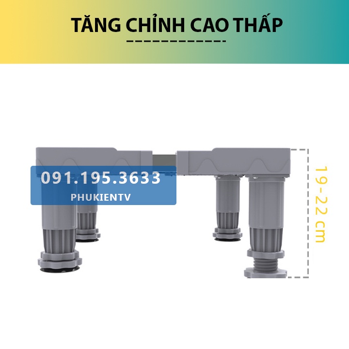 Chân đế máy giặt - Kệ tủ lạnh ErgoTek MG8T22CM - Chân máy giặt 8 trụ CAO 22 CM - Phòng ngập lụt