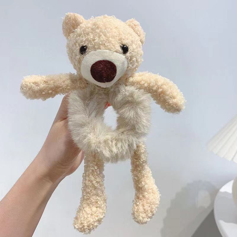 Dây Cột Tóc Lông Thỏ Hình Gấu Hoạt Hình Dễ Thương