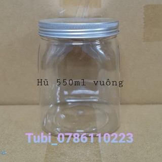 Hũ nhựa nắp nhôm 550 ml vuông