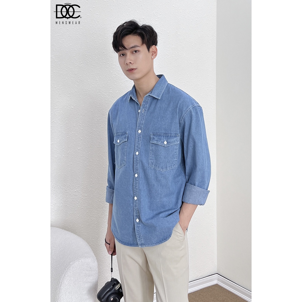 Áo sơ mi Độc menswear nam vải Denim tay dài dễ phối đồ phong cách Hàn Quốc cao cấp- SM433