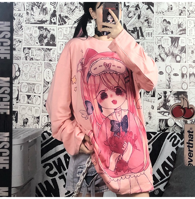 Áo Thun Dài Tay Mềm Mại In Họa Tiết Anime Xinh Xắn | BigBuy360 - bigbuy360.vn