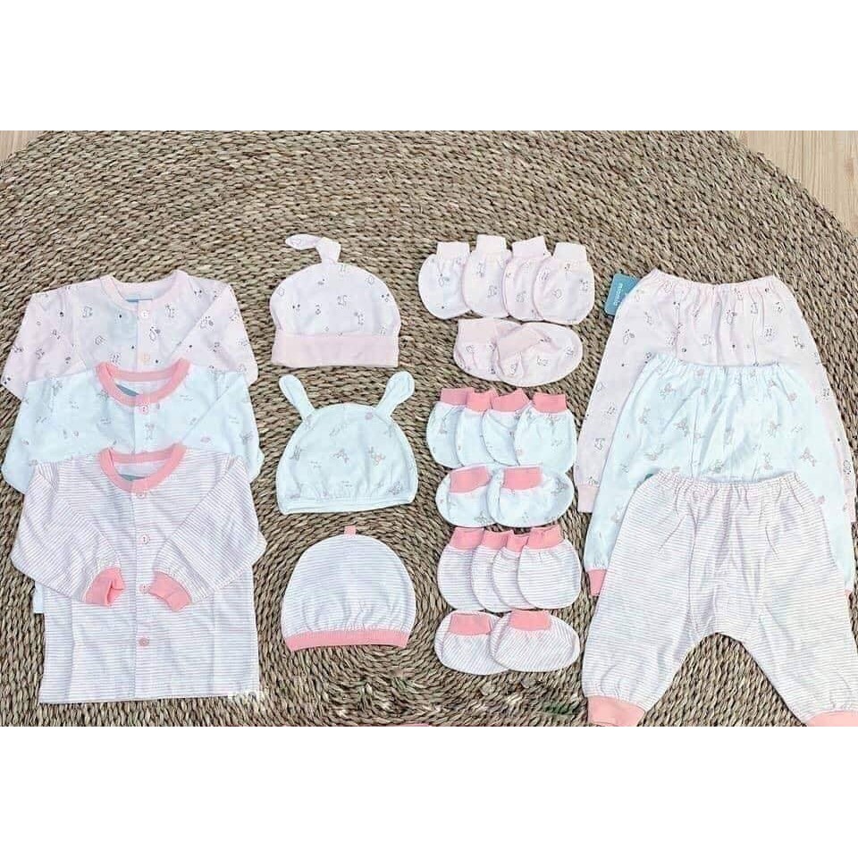 SET Sơ sinh Miomio sơ sinh cài giữa cotton mỏng ( Giá 1 set gồm 1 bộ QA, 1 mũ, tay, chân )  [ CHÍNH HÃNG MIO VIỆT NAM ]