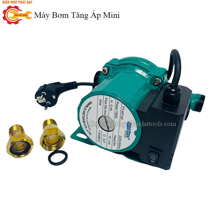 Máy Bơm Tăng Áp Mini  SWIRLS PT-AP100 - Máy Bơm Chịu Nước Nóng - Rơle Từ Siêu Êm - Bảo Hành 6 Tháng