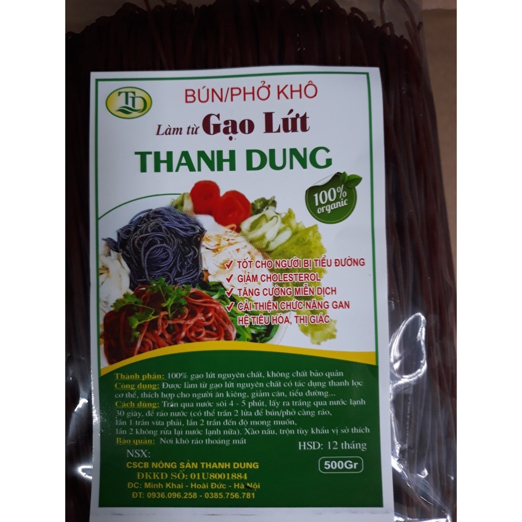 Bún/phở gạo lứt 500gr thực dưỡng Thanh Dung