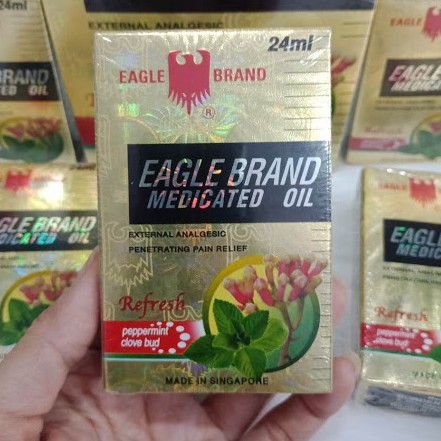 Dầu Gió Eagle Brand Medicated Oil (Con Ó) 24ml 2 nắp Xanh, Vàng, Trắng - Dành cho Thị Trường Mỹ