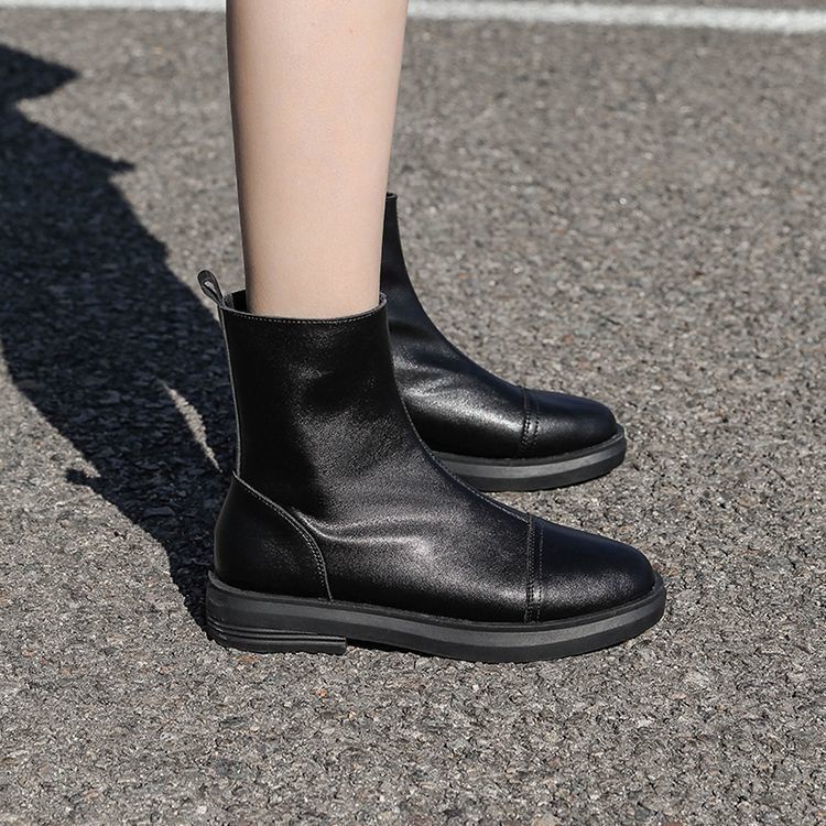Giày Bốt Da Mềm Mỏng Mũi Tròn Co Giãn Tốt Thời Trang Thu Đông 2022 Cho Nữ