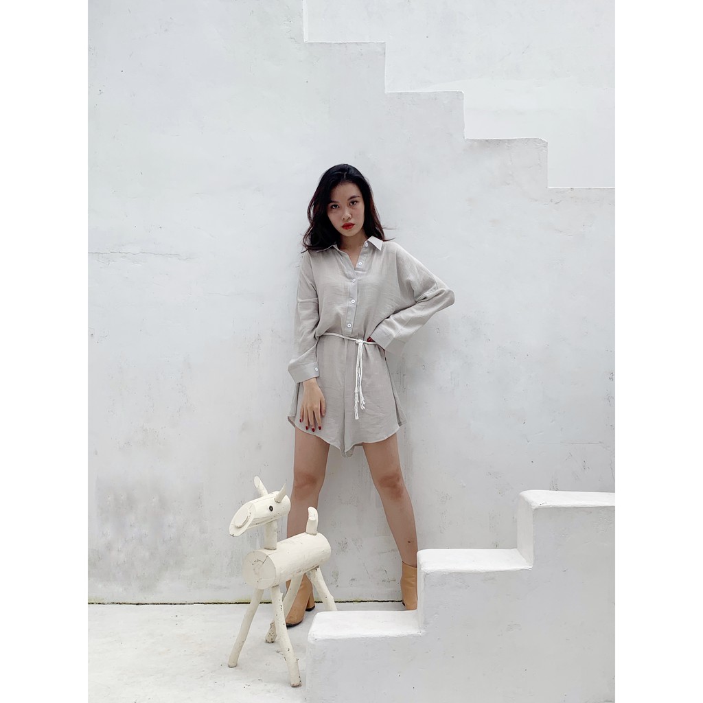 Grey Playsuit - Jumpsuit dáng ngắn oversize - Xám Tro