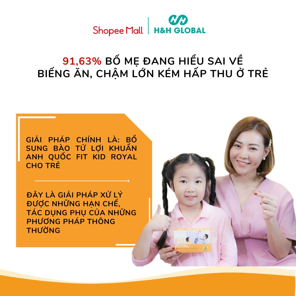 Men vi sinh FIT KID ROYAL cho bé chứa 60 tỷ Bào tử lợi khuẩn Anh Quốc - Dành cho trẻ biếng ăn, chậm lớn