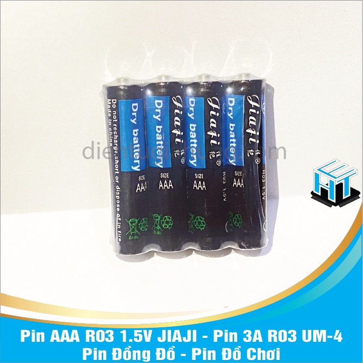 Vỉ 4 viên Pin AAA R03 1.5V JIAJI - Pin 3A R03 UM-4 - Pin Đồng Đồ - Pin Đồ Chơi