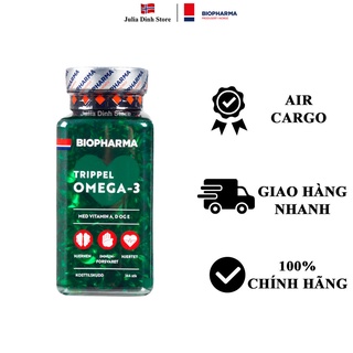 [Mẫu mới đủ Bill] Dầu cá viên nang Omega3 Biopharma Trippel Na Uy hộp 144 viên