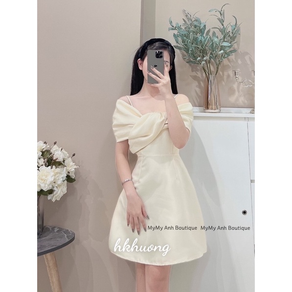 Váy Tafta Xoắn Ngực Dây Vai HK • Melanie Boutique