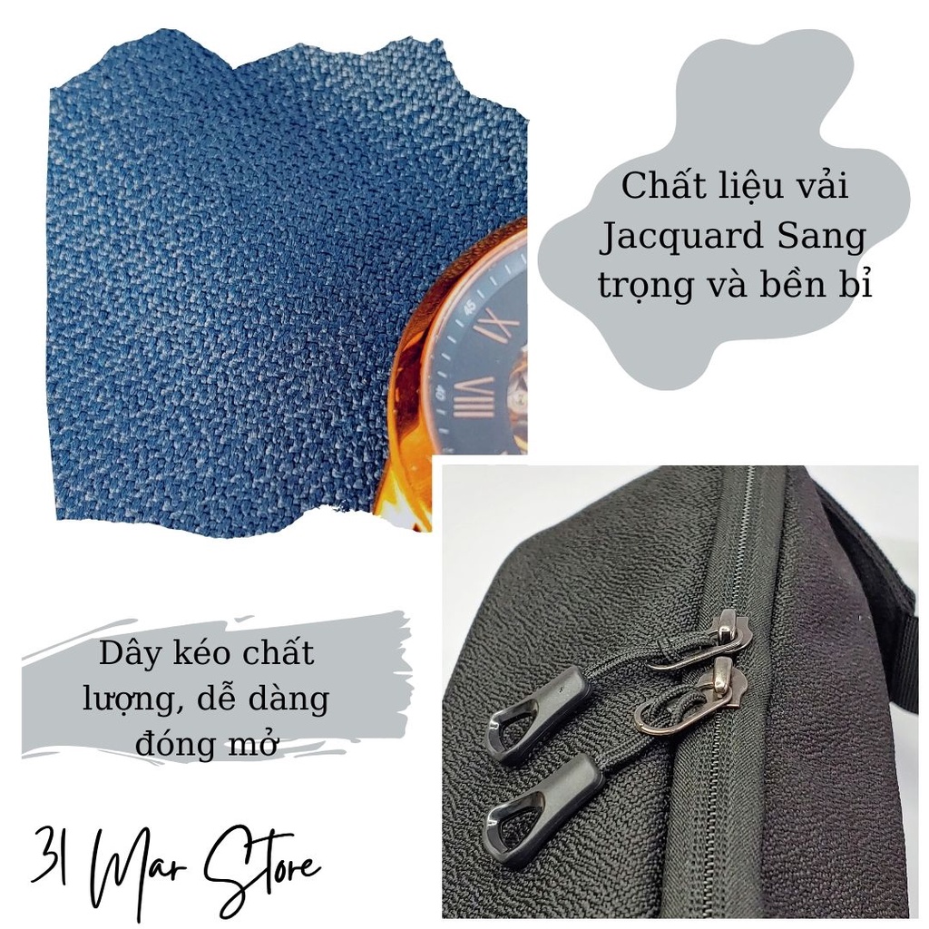 Túi đeo chéo Nam Nữ Cao Cấp vải Jacquard Túi đeo chéo bao tử phong cách đường phố