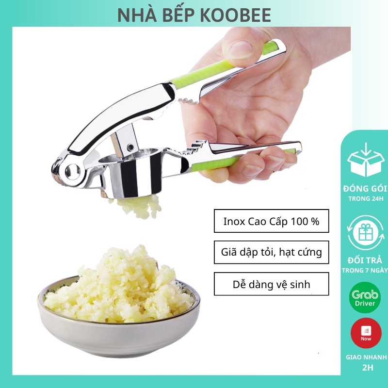 Dụng cụ ép tỏi, kẹp hạt cứng cầm tay cao cấp INOX 100% chắc chắn bền đẹp (NB58)