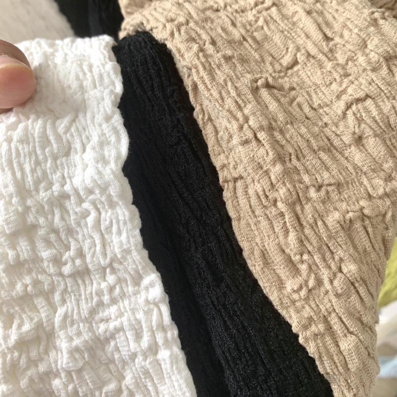 Áo thun nhúng gân chất co giãn tay dài