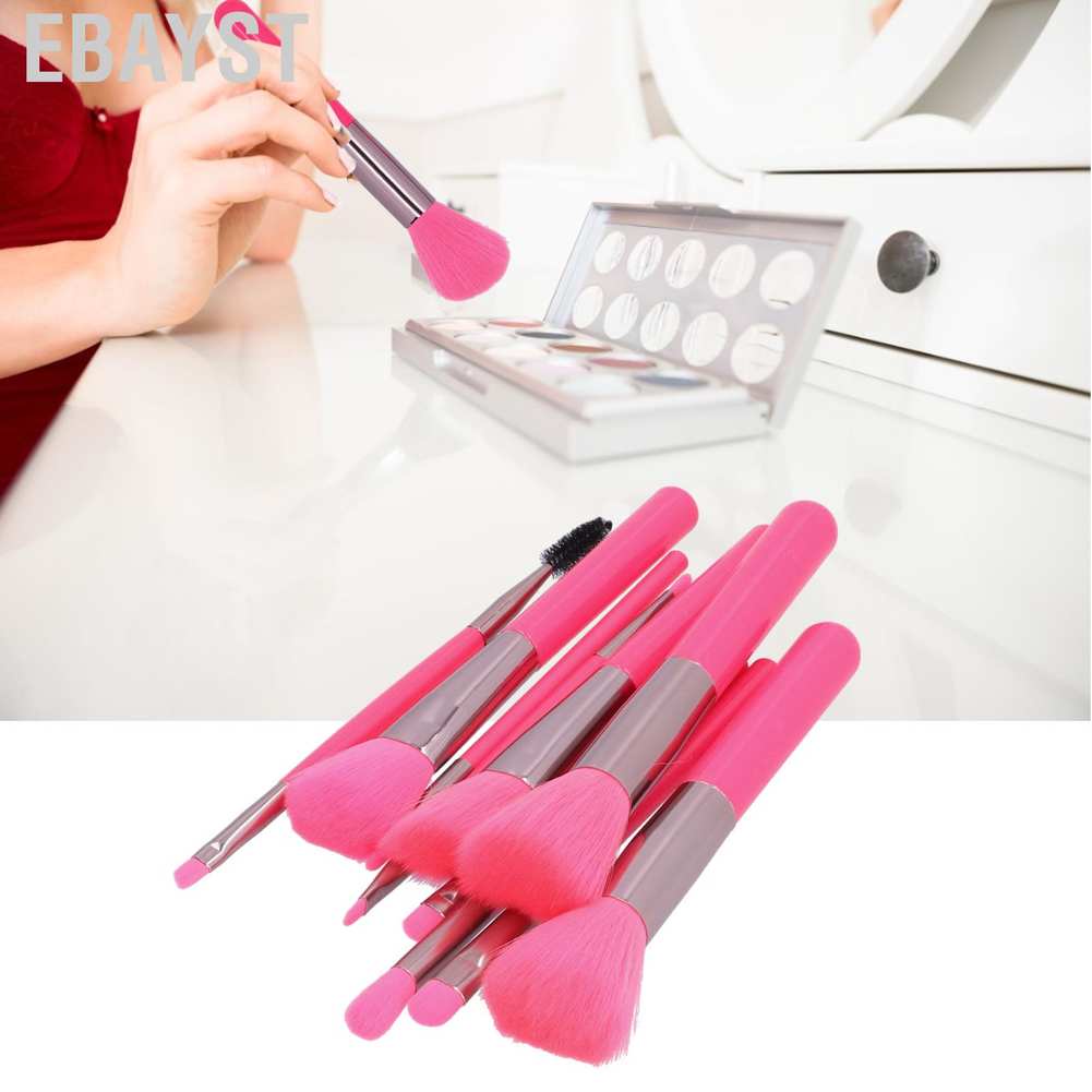Bộ 10 cọ trang điểm lông mềm màu hồng đỏ | BigBuy360 - bigbuy360.vn