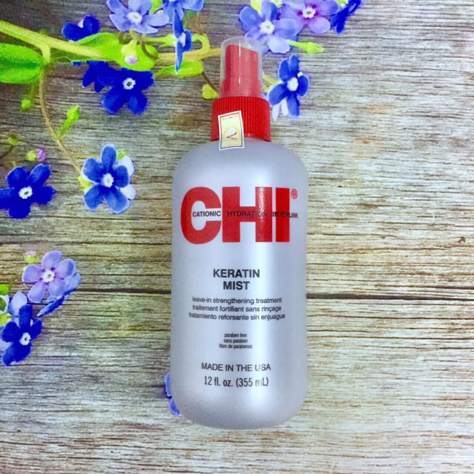 (Chính Hãng Giá Sỉ) XỊT DƯỠNG TÓC CAO CẤP CHI KERATIN MIST LEAVE IN STRANGTHENING TREATMENT 355ML