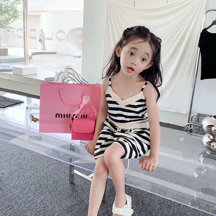 Hàng Mới Về Bộ Áo Thun Tay Ngắn + Quần Short 100% Cotton Họa Tiết Màu Nhuộm Phong Cách Hàn Quốc Thời Trang Mùa Hè Xinh Xắn Cho Bé Gái