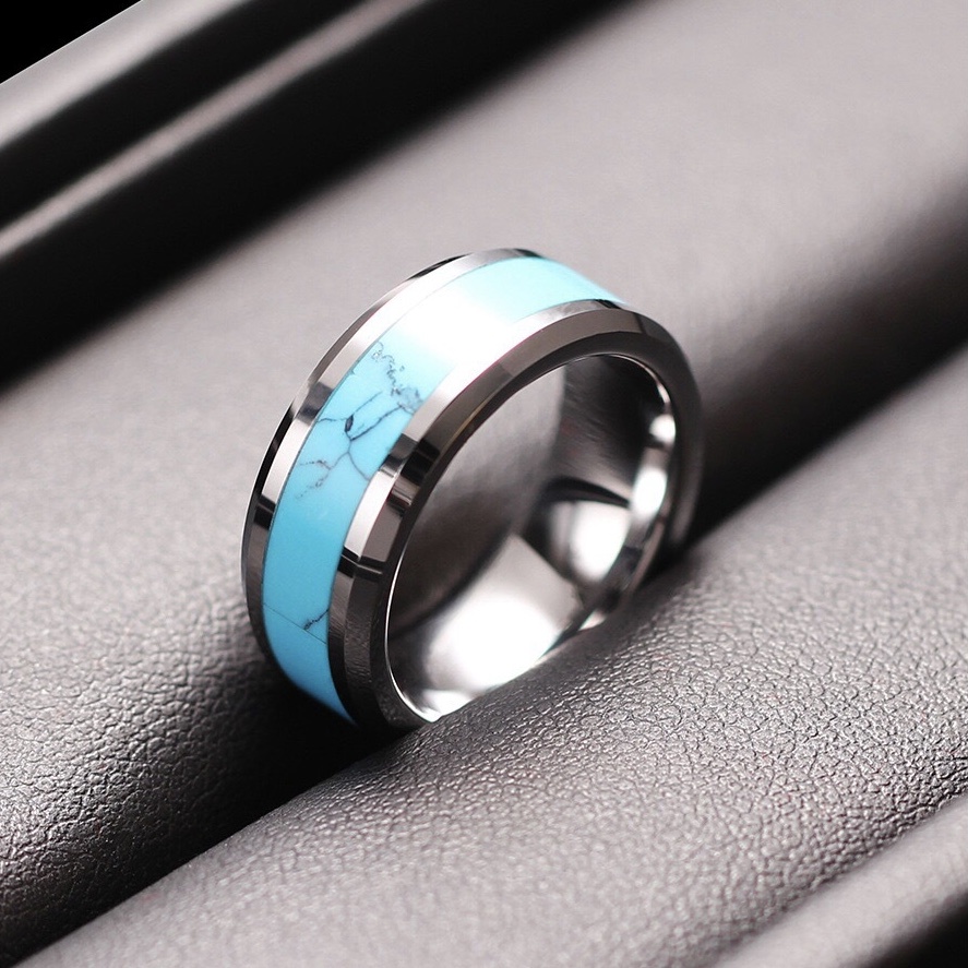 Nhẫn nam nữ tròn Asta Accessories màu bạc thời trang chất Titan đẹp đơn giản không gỉ - Nhẫn Stock