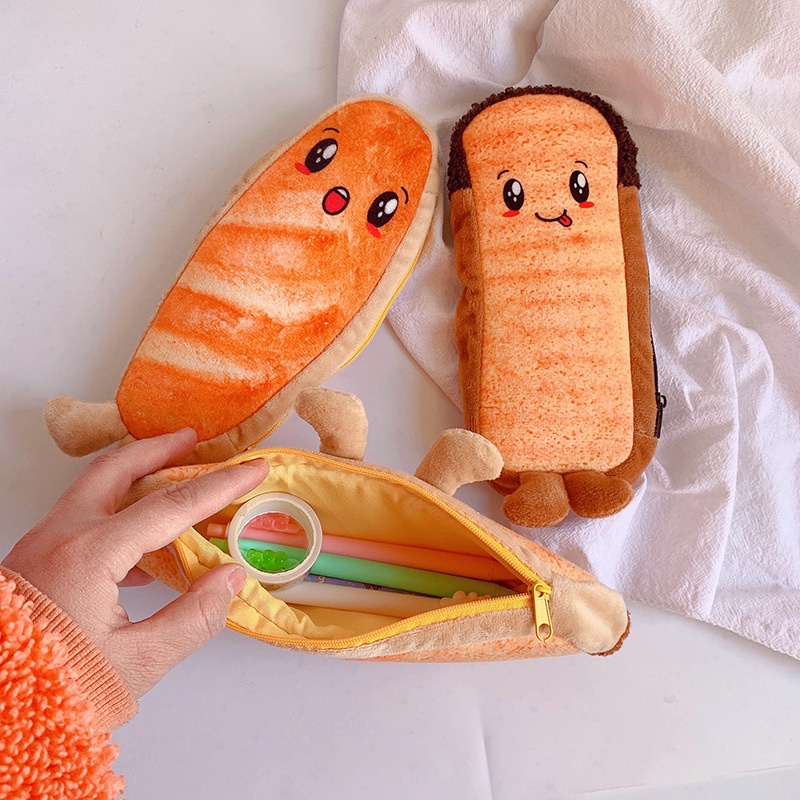 Túi Đựng Bút Hình Bánh Mì Nướng Nhồi Bông Đáng Yêu