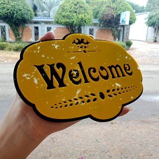 Bảng dán cửa Welcome mica cao cấp