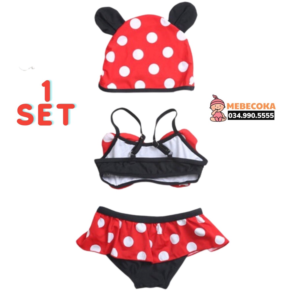 Đồ bơi trẻ em, Bộ đồ bơi bé gái dưới 13kg họa tiết MICKEY loại Cao Cấp tặng kèm MŨ