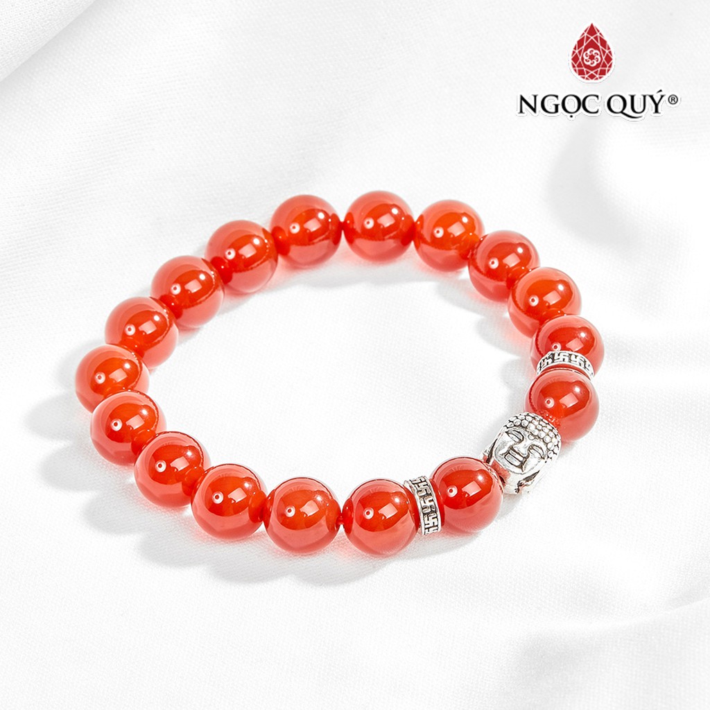 Vòng Tay Mã Não Đỏ Phối Charm Phật Size Hạt 10mm - Ngọc Quý