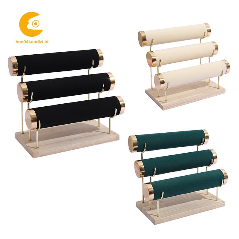 Kệ Gỗ 3 Tầng Màu Vàng Đen Dùng Đựng Trang Sức/Đồng Hồ