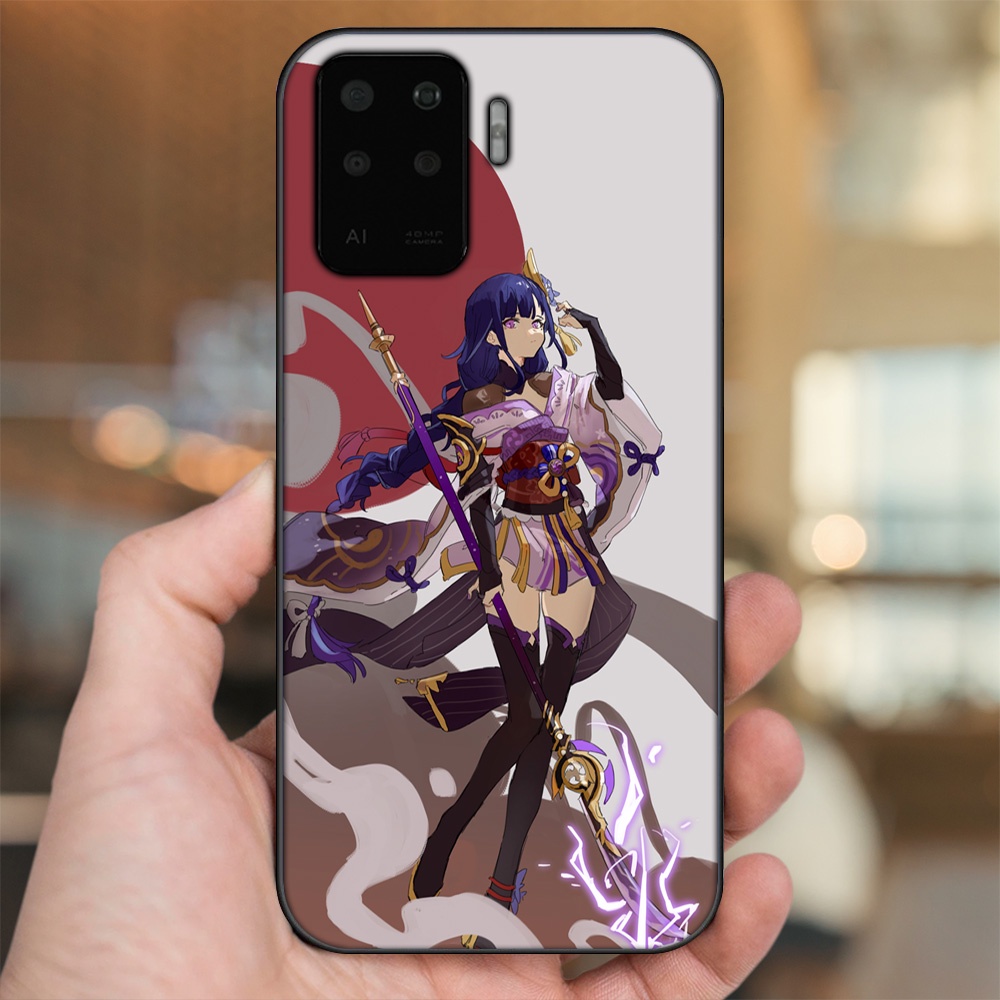 Ốp lưng Oppo A94 viền đen in hình Raiden Shogun Genshin Impact