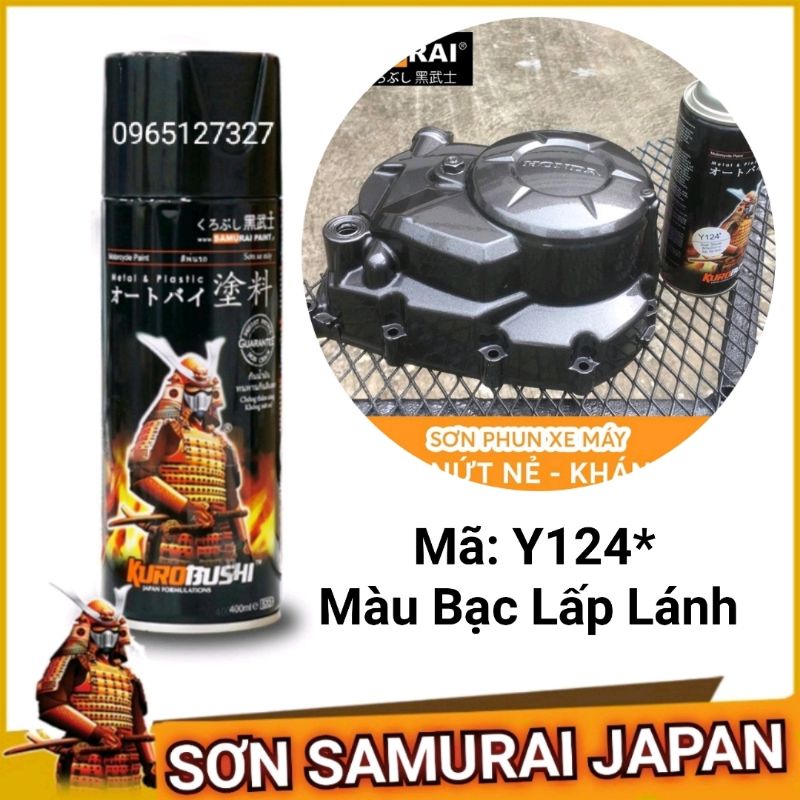 sơn xịt Samurai Japan màu bạc lấp lánh ( sơn lốc máy Honda)- Mã Y124*